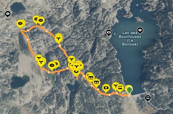 Fotografia satèl·lit de la ruta pels llacs del Carlit